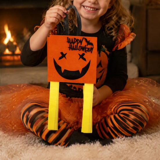 Decorative Festival Display Props Halloween Felt Trick or Treat Bags, Cartoon Owl Bat Devil Pumpkin Kids Theme Party Souvenir Pouches Handheld