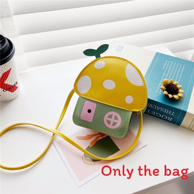 

House Cute Mushroom Shaped Cartoon Pattern Leather Children Shoulder Bag жёлтый