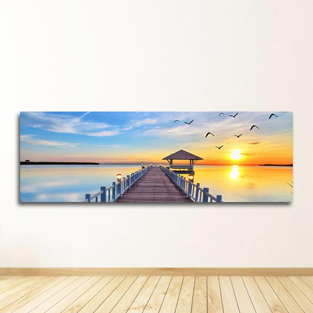 Panorama Scandinavo Immagine da Parete per Soggiorno Tramonti Mare Naturale Spiaggia Paesaggio Poster e Stampe Tela Pittura