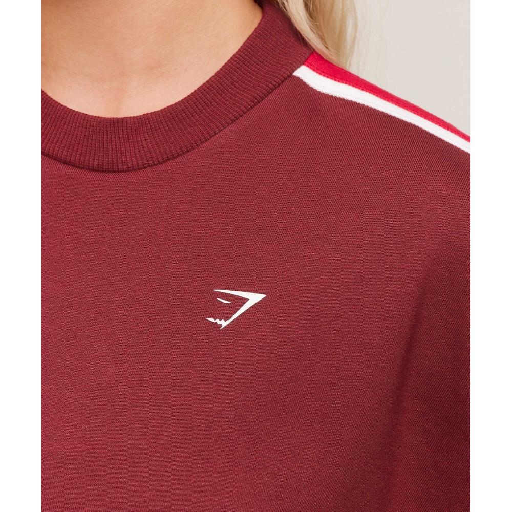 Gymshark Piping Midi Crew Neck Sets Red Carmine Red Soft White B4c5s Rb8j