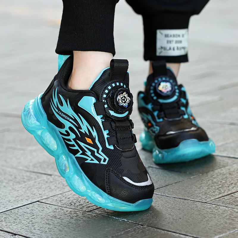 Kids PU Sport Sneakers Three Color Casual Walking Shoes Sizes 28-39 for School Play Training Travel and Everyday Active Wear