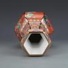 Qianlong Enamel Orange Flower And Bird Hexagonal Vase Antique Jingdezhen Porcelain Home Chinese Decoration