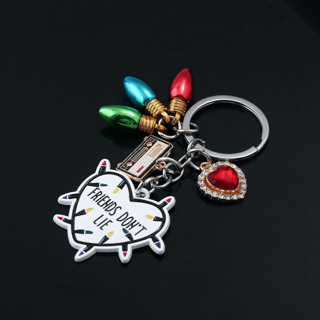 Stranger Things Keychain Heart Light With Magnet Tape Friendship Gift For Teens