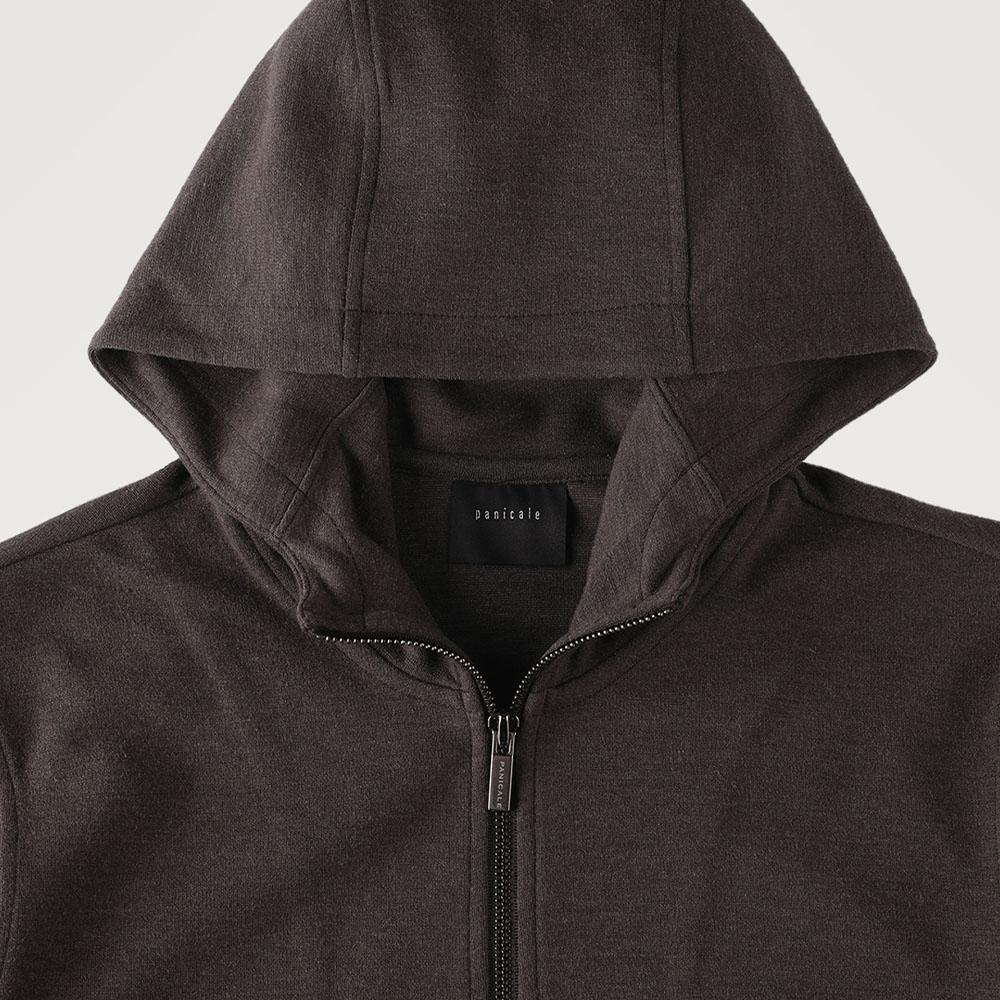 Panicale Wool-Spandex Jersey Zip-Up Hoodie [Brown]