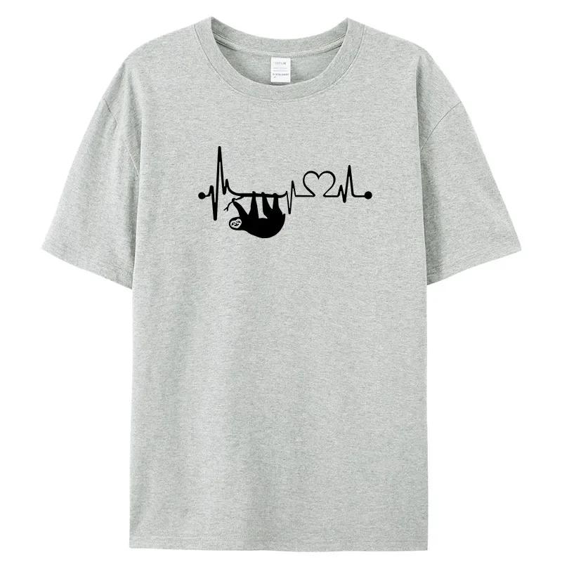 High Quality Cotton Oversized T-shirt Men's Fashion Loose Summer Women's Short Sleeved Top The Sloth Printed Top