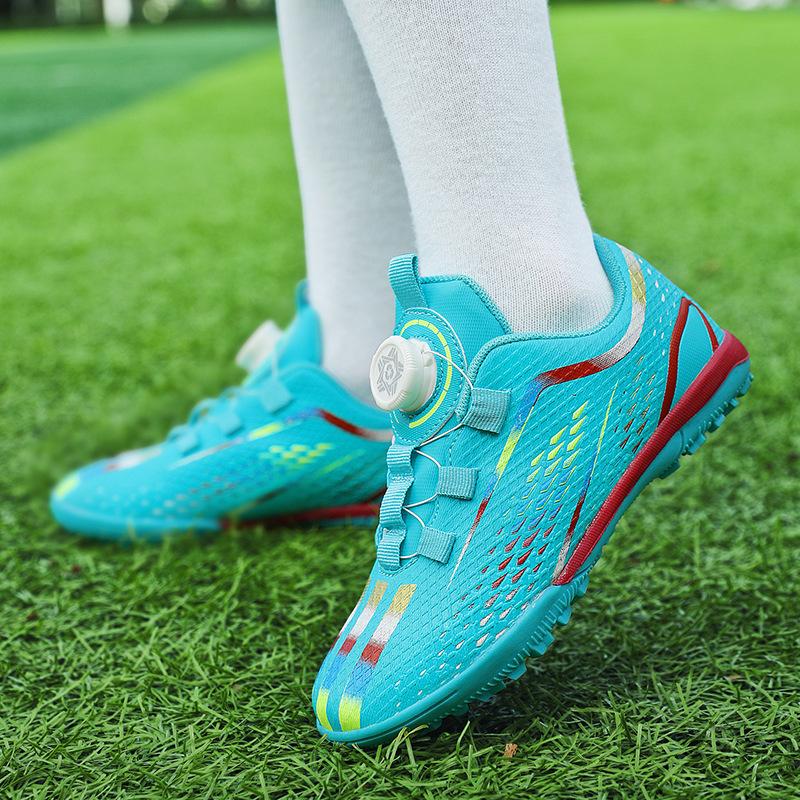 

Rotary press button children s football shoes student training shoes TF broken nails children s free sneakers 31 зелёный