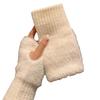 Soft Winter Half Finger Gloves Women Warm Solid White Plush Knitted Fingerless Gloves Wrist Mittens Writting for girls Students