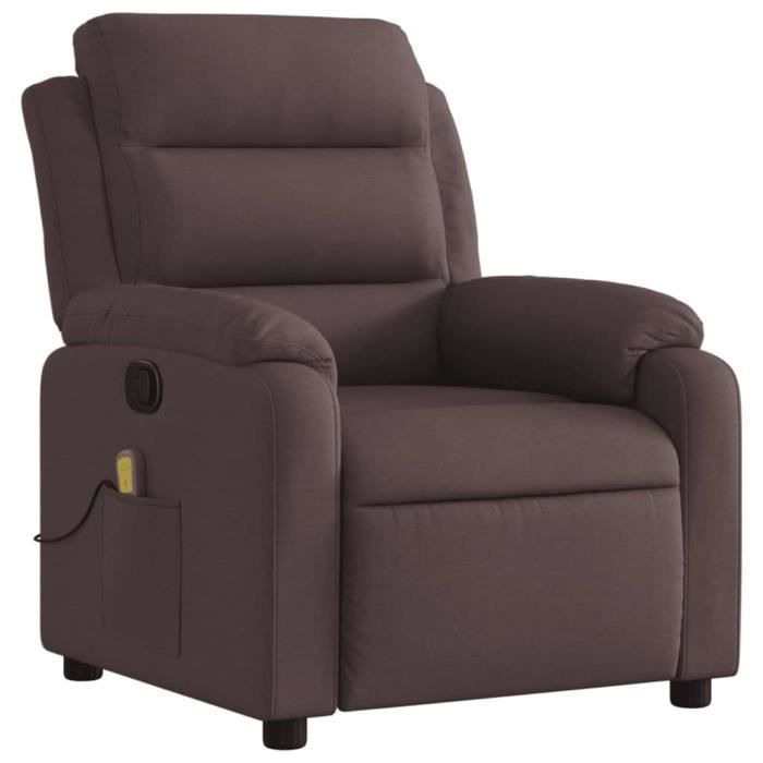 Fauteuil de massage inclinable - VIDAXL - Marron foncé - Tissu - 1 place - Relaxation