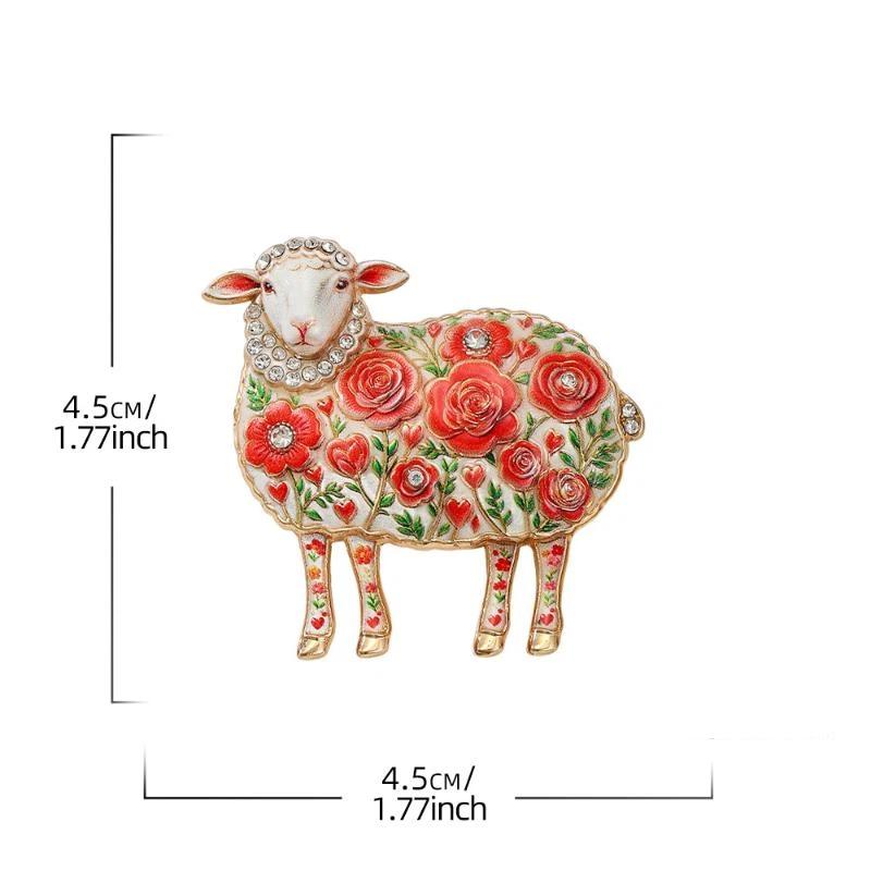 Premium Alloy Rose Flower Goat Brooch Hypoallergenic Unisex Lapel Pin for Year of Goat Celebration Office Party Gift