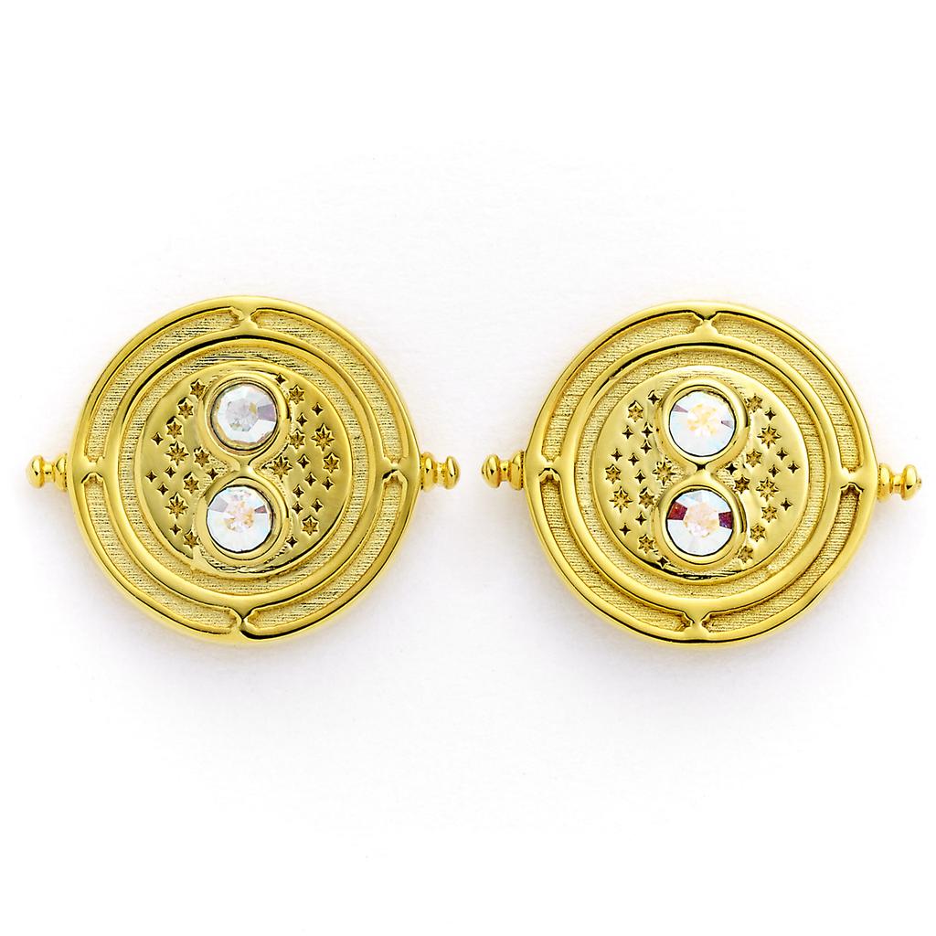 Harry Potter sterling silver Gold tone Time Turner stud earrings with crystal Elements