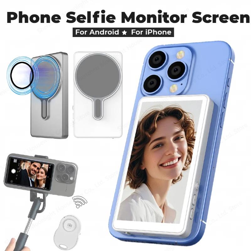 Wireless Magnetic Mount Vlog Selfie Monitor Screen Phone Rear Camera Selfie WiFi Bluetooth Connection for Selfie Live Vlog