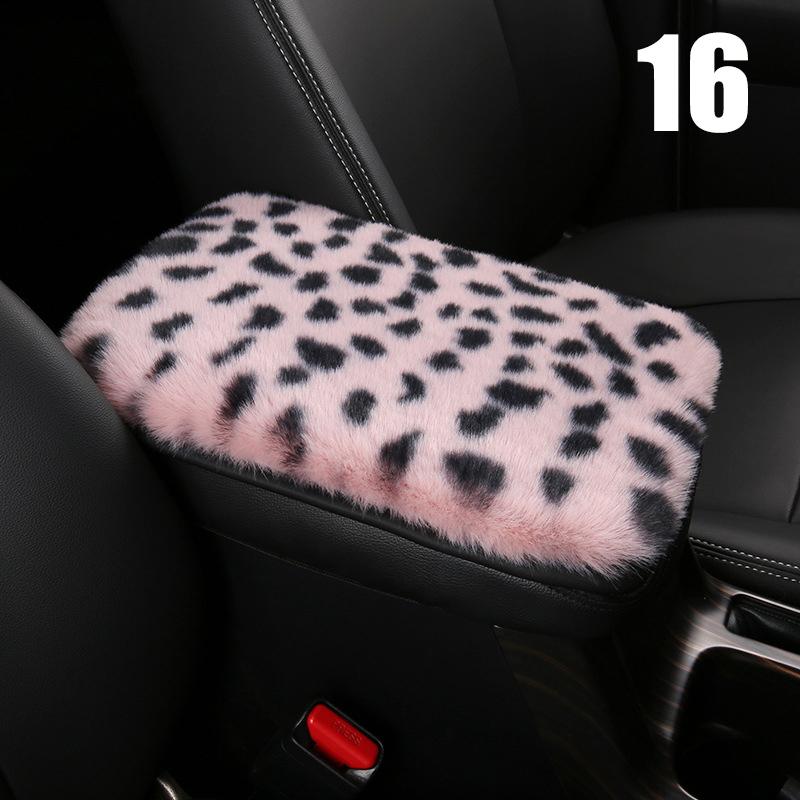 3 Stück/Set Winter Leopard Muster Plüsch Auto Lenkradbezug Schalthebelbezug Handbremsbezug Auto Schutzpolster Innenraum