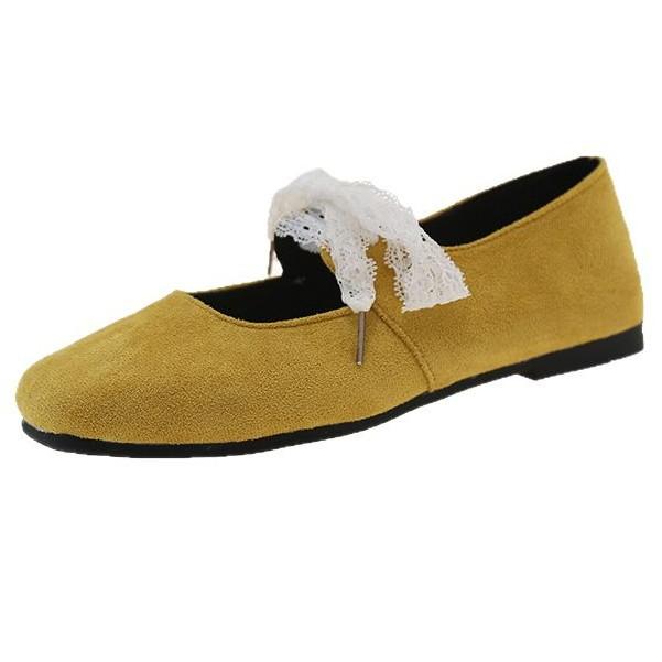 Lace Single Shoes Mary Jane Shoes Women's 2025 New Flat-bottomed Lace-up Retro Versatile Square Head Ballet Shoes Women