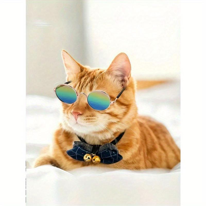 Pet Sunglasses + Anti-Slip Strap Set, Fashionable & Creative Pet Accessories, Multi-Color Universal Pet Glasses, Pet Holiday & Birthday Costume