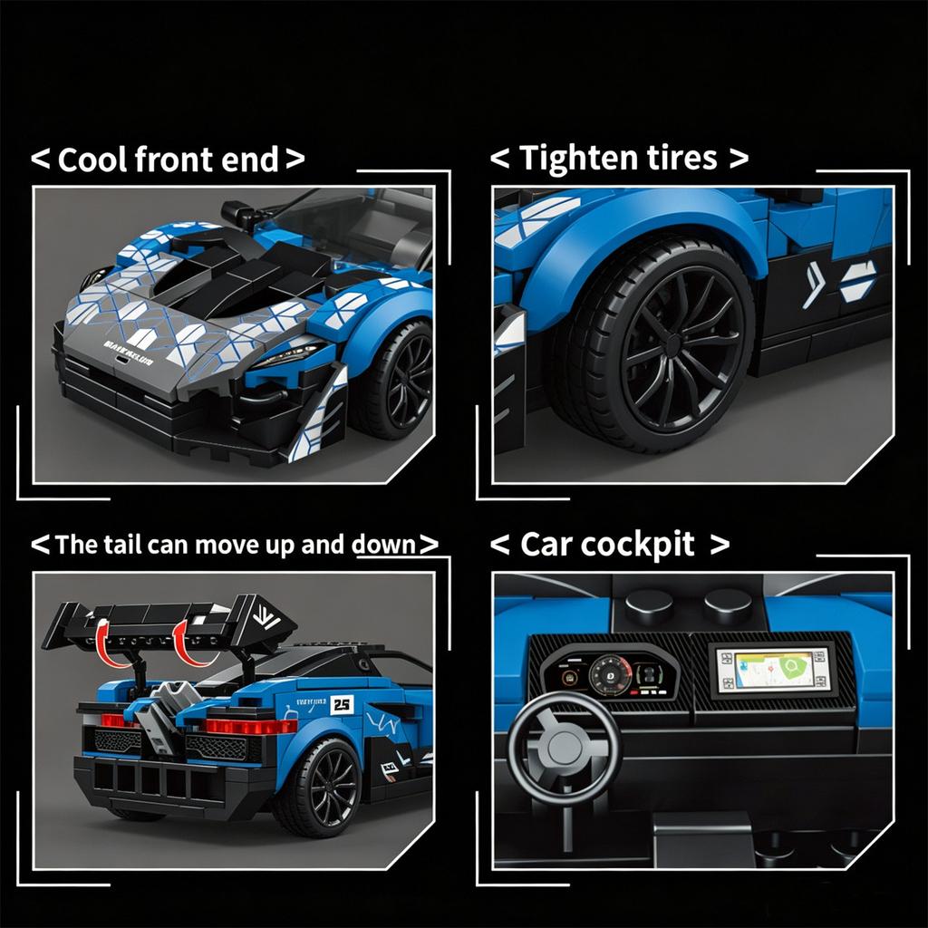 NEW MOC CITY American Police F450 Tractor-Trailer GTR Supercar Building Block Race Car Model Toy Tractor