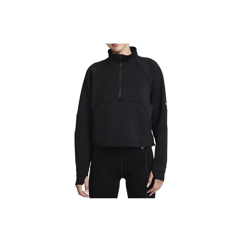 Nike Sweatshirts Women's Black Stand Collar Moderate Regular FB5231-010