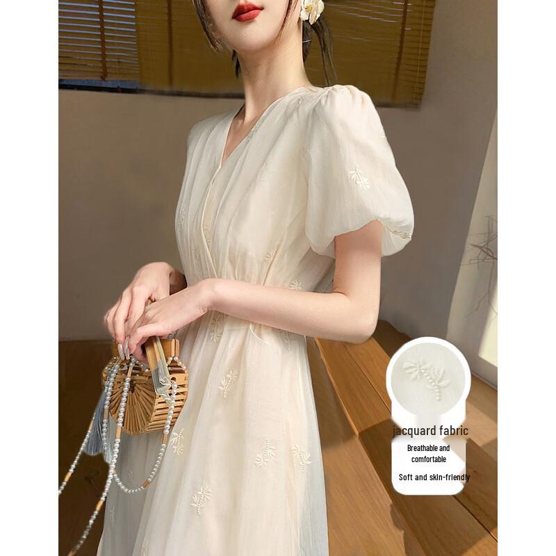 Demana Summer Embroidered A-Line Midi Dress L