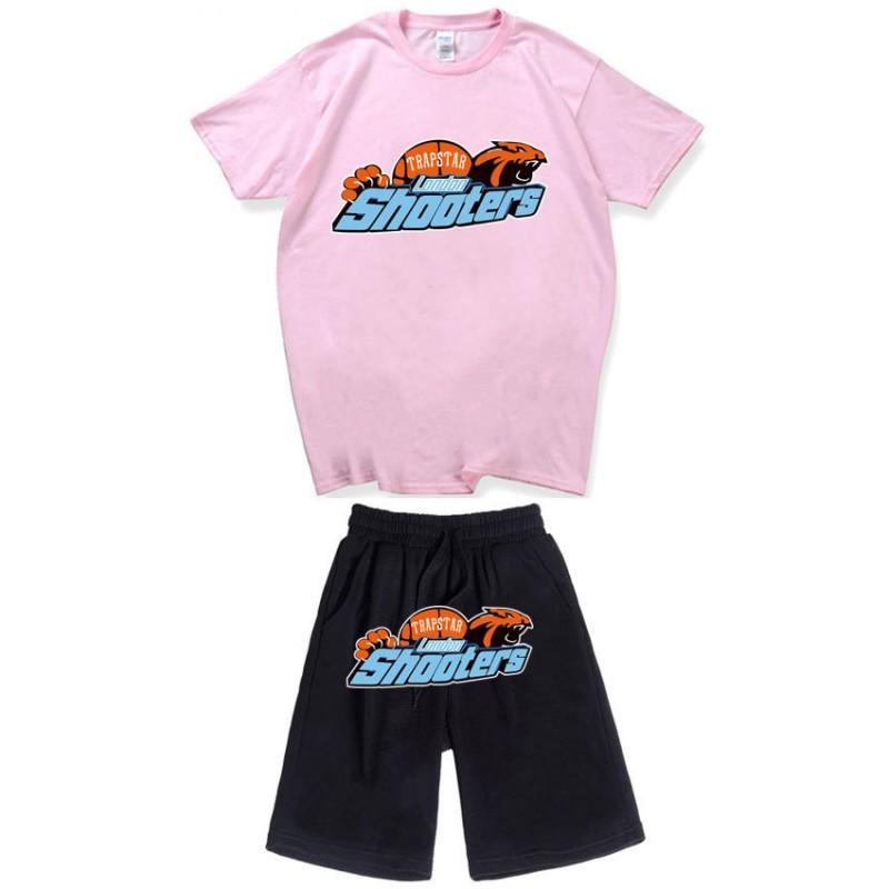 Mens Casual Sport Shorts Set With Tiger Head Print Cotton Blend Tee Straight Fit Mid-Length Pants
