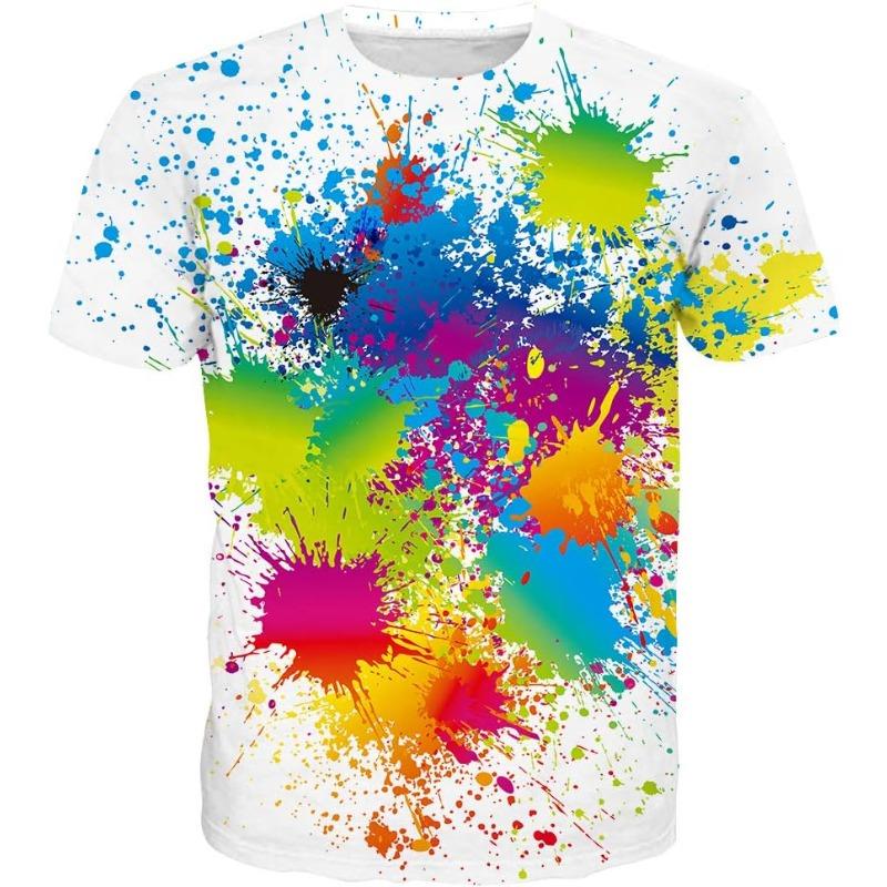 T-shirt Estiva da Uomo in Poliestere 3D Asciugatura Rapida Traspirante Manica Corta T-shirt Casual Colore Tie Dye T-shirt Estiva