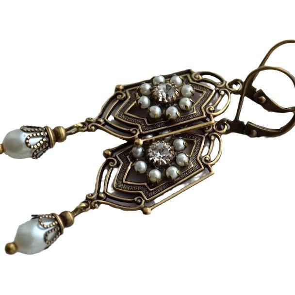 Boho Ethnic Geometric Waterdrop Stone Earrings Jewelry Gold Color Red Blue White Pearl Handmade Earrings for Women Girls Gift