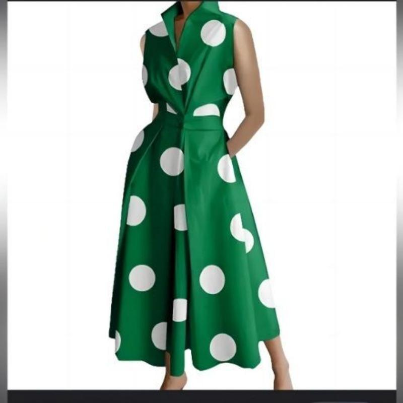 Plus Size Commuter Fashion POLO Neck Lining Long Short Sleeve Loose Pendulum Dress