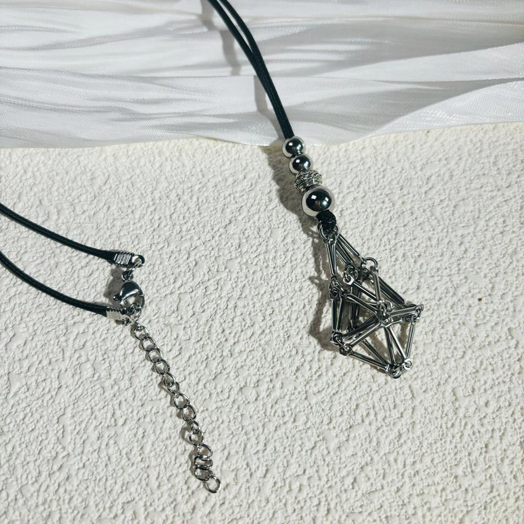 Adjustable Crystal Cage Necklace For Natural Stones Mesh Pendant Clavicle Chain Unisex Jewelry Gift For Men And Women