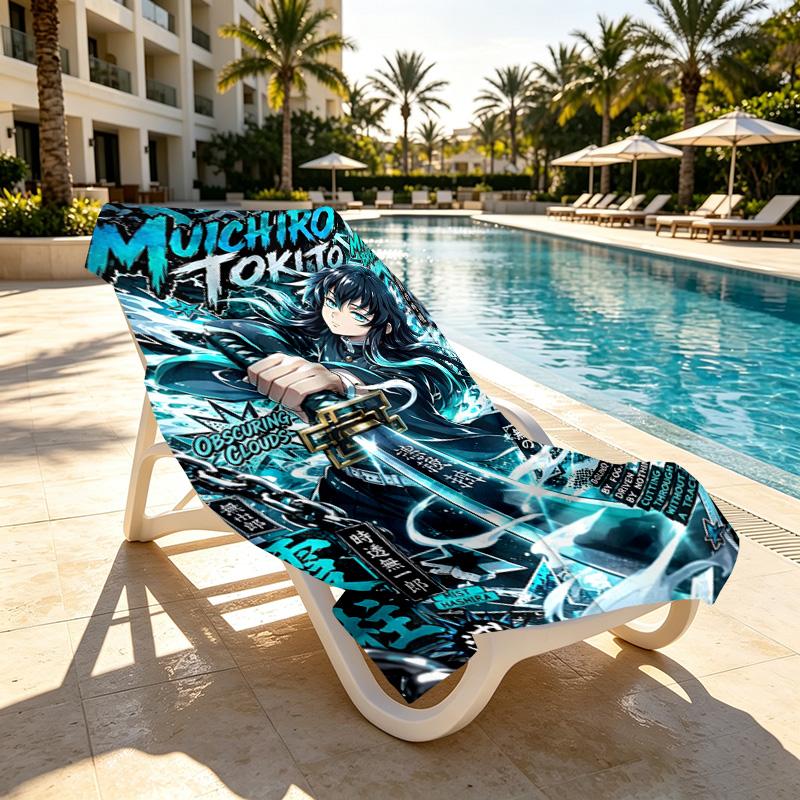 Demon Slayer Print Beach Towel Design, Soft, Lightweight. for Home Bathroom, Spa, Pool, Yoga, Surfing, Camping, Gift for Family, Friend