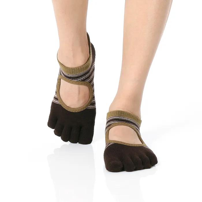 Pilates Yoga Rutschfeste Socken Zehensocken Oliv