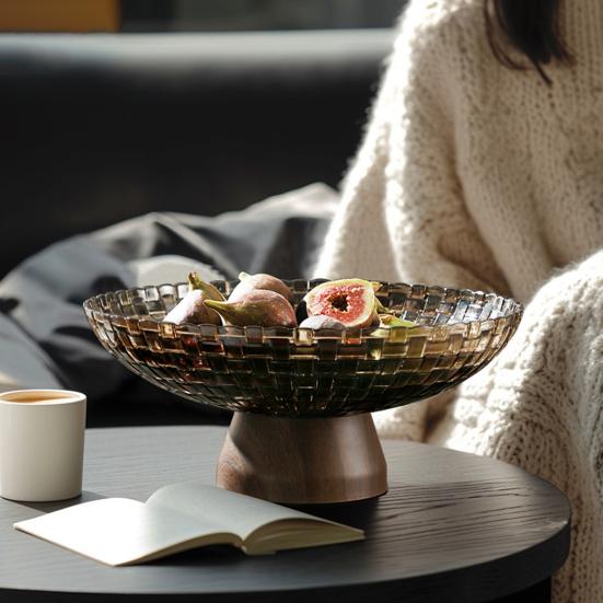 Plastic Fruit Bowl Large Modern Textured Fruit Holder Stand with Removable Pedestal Decorative Vegetable Basket for Kitchen Counter Dining Table
