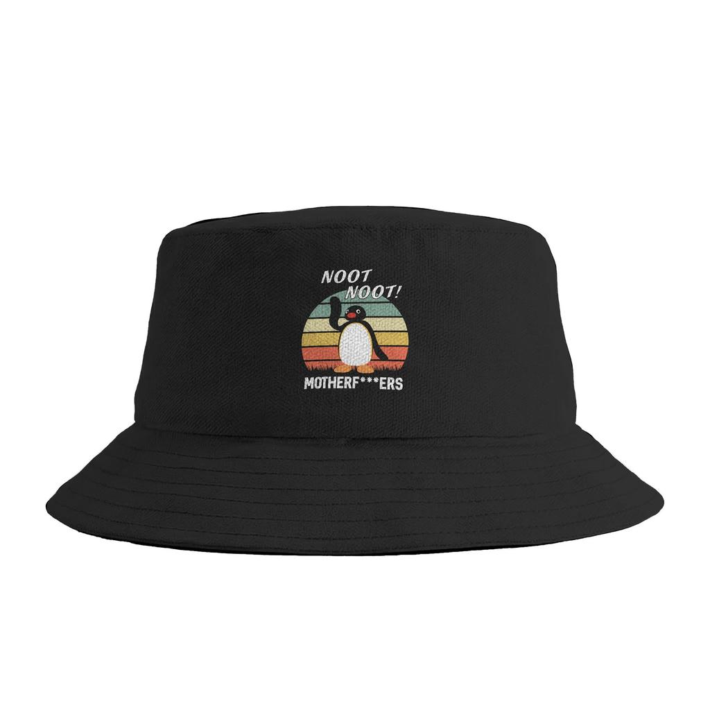 Hi Pingu Bucket Hat For Couple FisherUnisex Hats Casual Vacation Caps Breathable Hip Hop Graphic Sun Hats