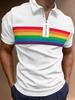 Modern Short-sleeve Zip-up Polo Shirt, Stylish Geometric Design for Casual Wear.