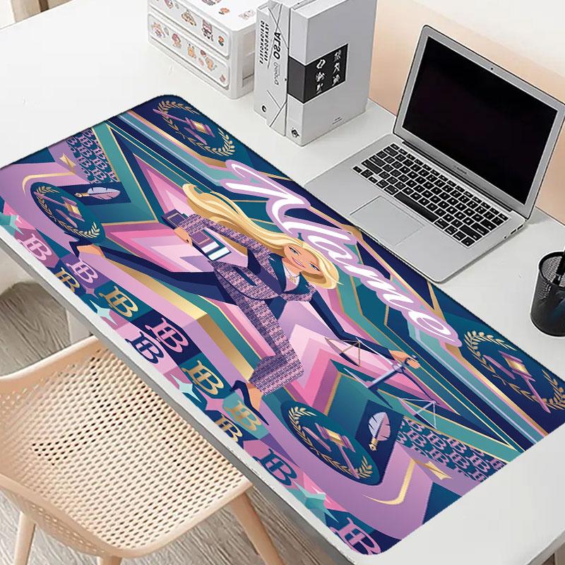 Custom Name Personalized Barbie Pattern Mousepad, Laptop PC Desk Mat, Decorative Desk Mat for Home Keyboard Pad Gift