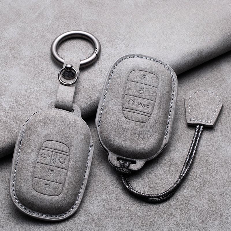 Leather Cover Protector Holder Car Remote Key Case Fob for Honda Civic Accord HR-V CR-V CRV 2 3 4 Buttons Keychain Accessories