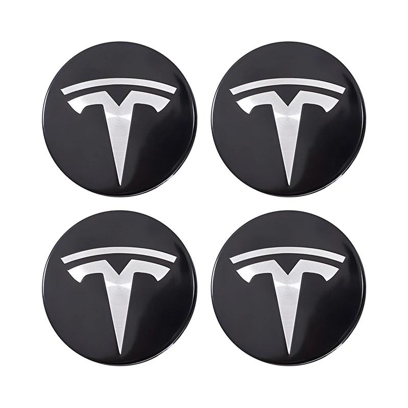Car Sticker Tesla 4piece 56mm Wheel Hub Center Caps For Tesla Model 3 Model Y Badge Cover Hubcaps for Tesla Model Y X S 2023 Car