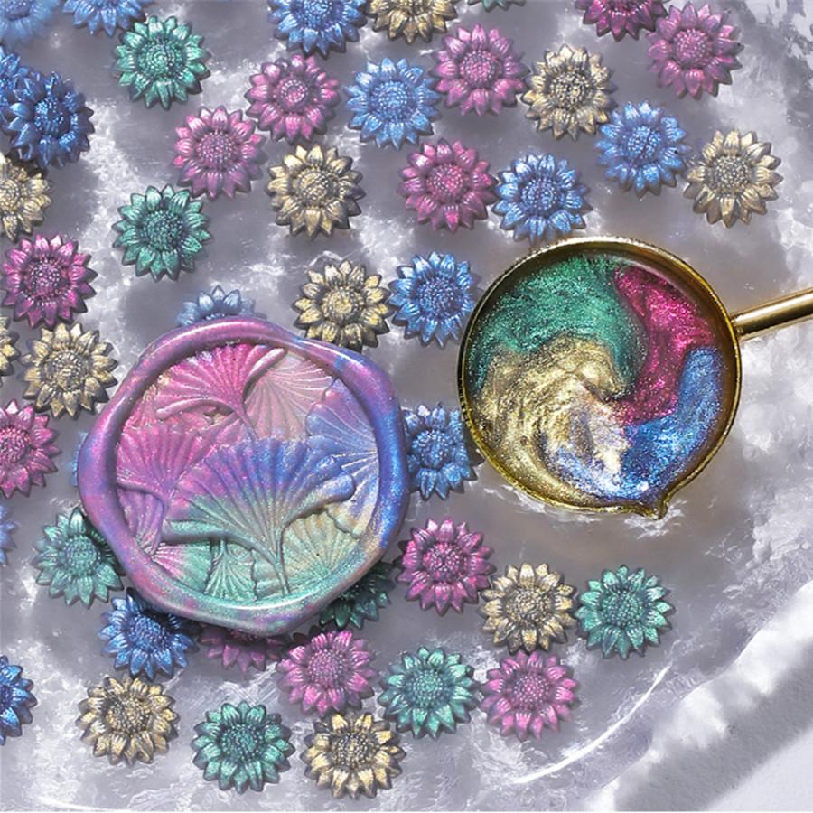 100 Stück/Beutel Aurora Sonnenblume Gemischte Farbe Siegelwachsperlen, für Hochzeitseinladungen, Briefumschläge, Wein-Geschenkverpackungen