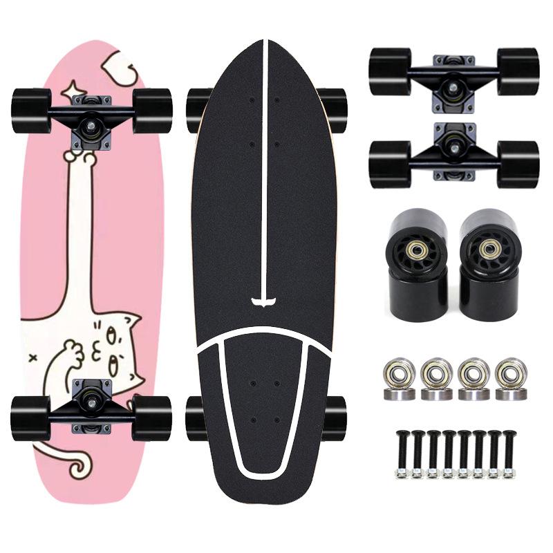 Thailand Maple Big Fish Board Single Upturned Skateboard Walking Board Land Surfboard Brush Street Board Four