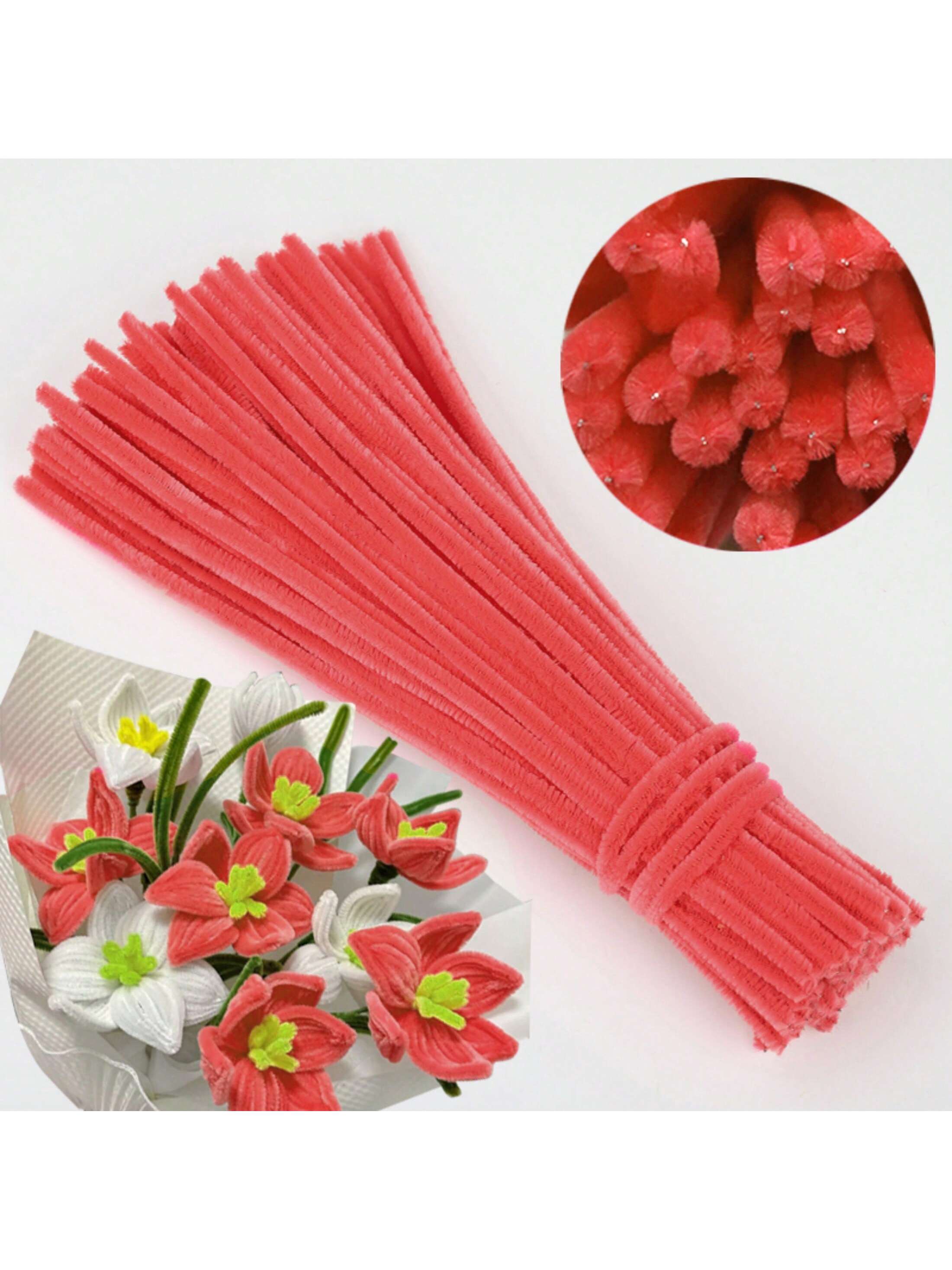 

100/300 шт. 6 цветов градиентно-розовые синельные палочки, синельные палочки для рукоделия, набор синельных палочек для DIY искусства и рукоделия