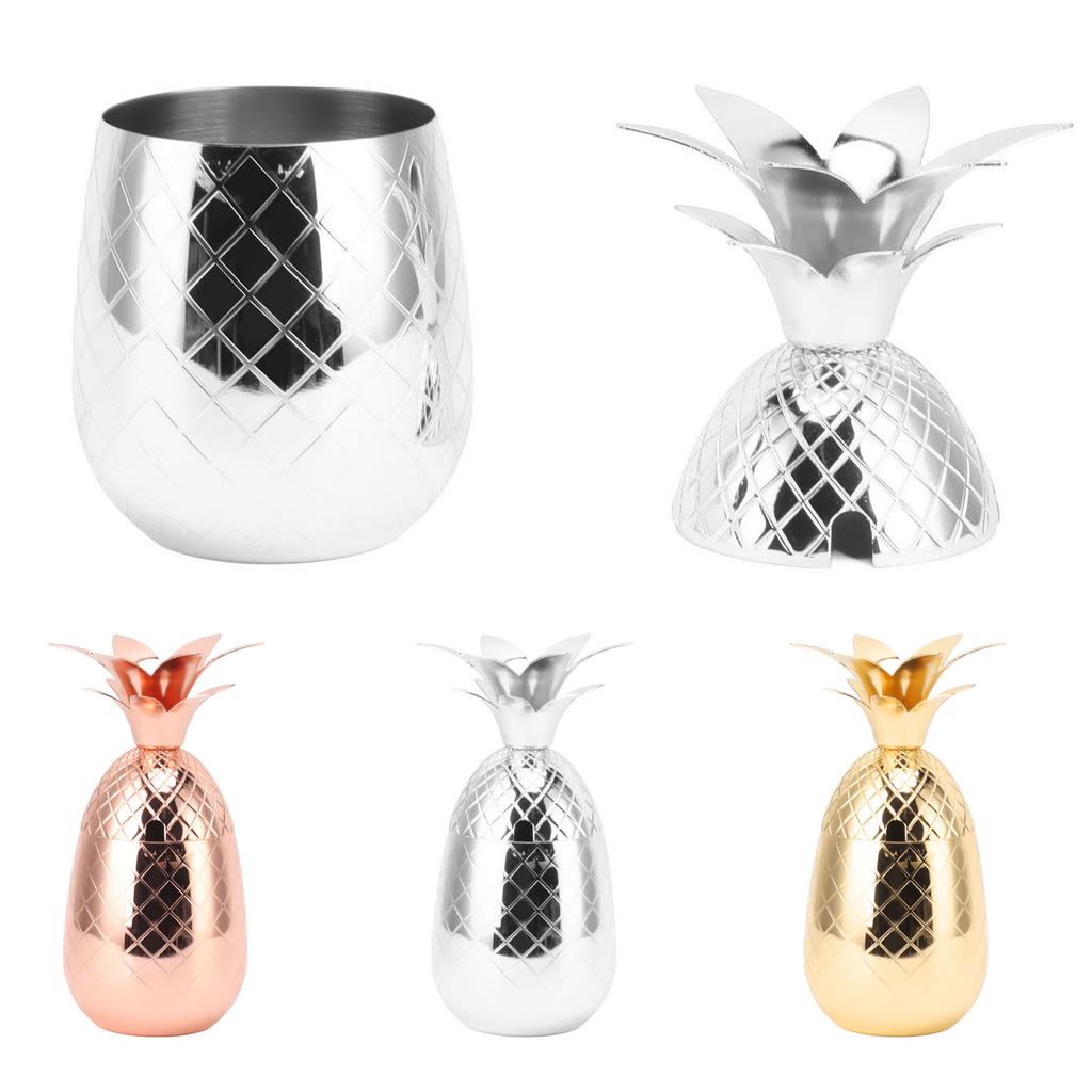 Cocktail Shaker Pineapple Shape Stainless Steel Polished Smooth Surface 500ml Drinking Shaker for Home Bar
