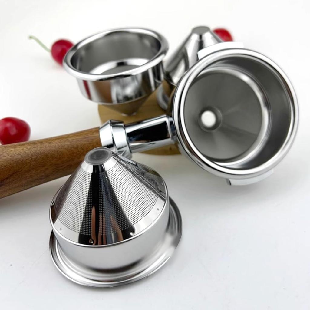 58mm Portafilter Basket, Stainless Steel Espresso Basket Filter, Reusable Fine Filter Mesh for Home and Coffee Shop Use