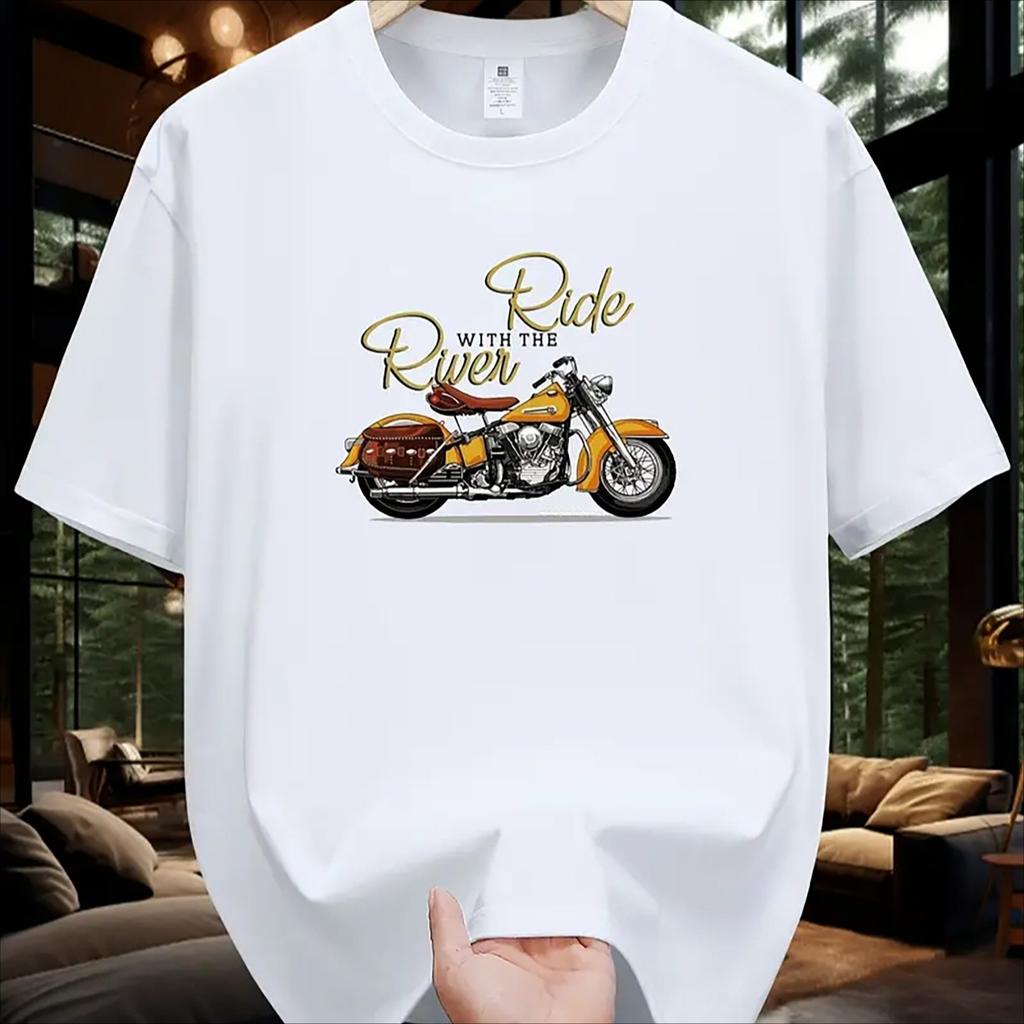Vintage Motorcycle Graphic Bike Rider TShirt 100 Cotton ONeck Short Sleeve Summer Casual Unisexs Tshirt Streetwear