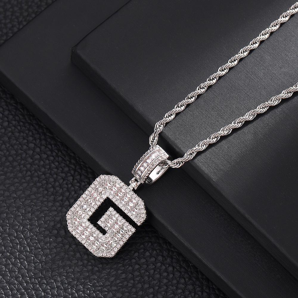 Hip Hop Letter Pendant Zircon Necklace Popular Instagram Personalized Accessory Niche Design Men's and Women's Pendant Necklace