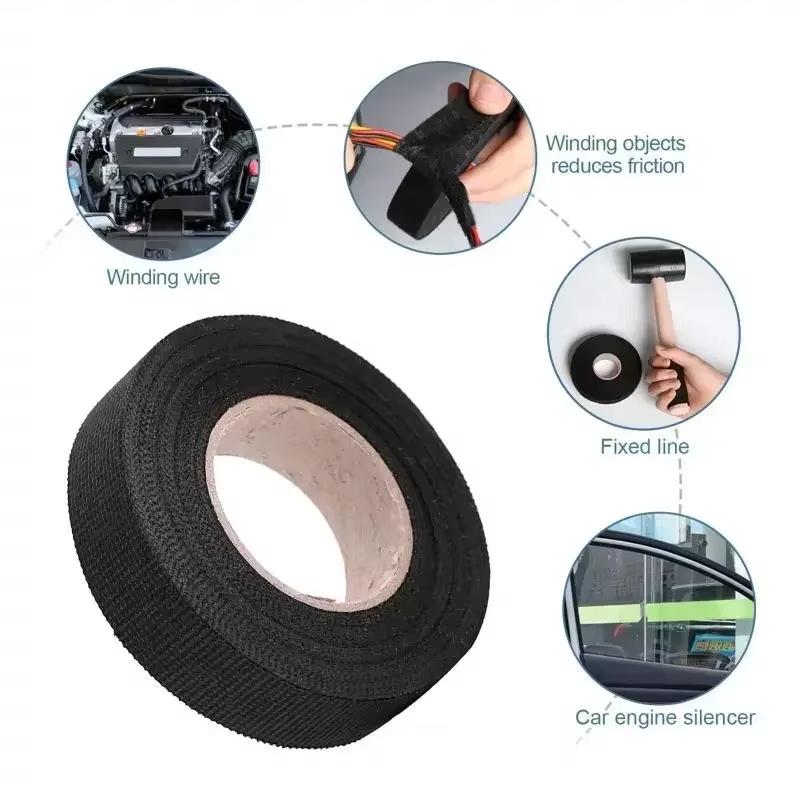15M Heat-resistant Flame Retardant Tape Electrical Insulation Adhesive Cloth Tape Car Wire Tape Automotive Cable Harness Fabric Wrap