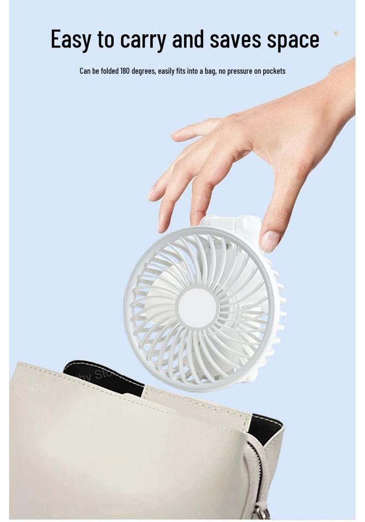 Portable 7-Speed High-Speed Foldable Handheld Neck Fan with Strong Wind and USB Connectivity.