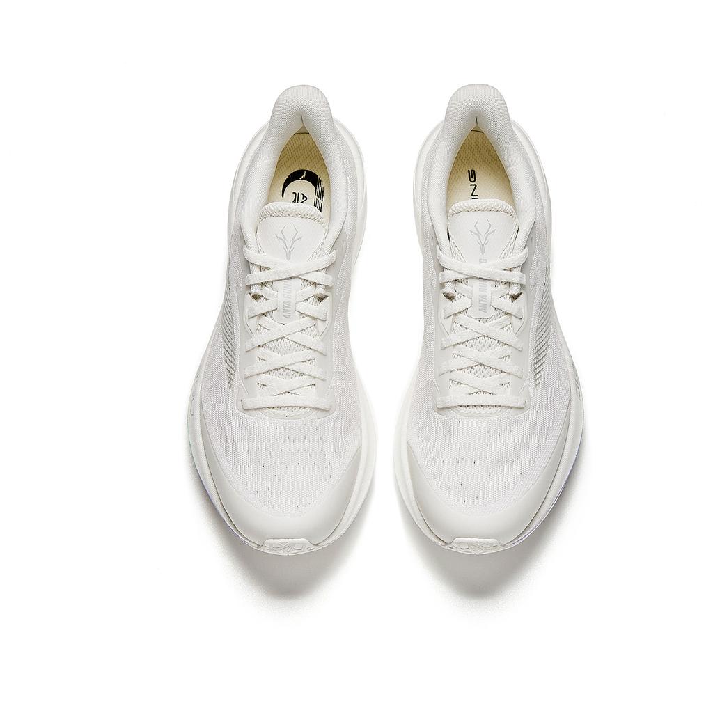 Anta 2Nd Zone Heart Rate 80 Comfortable Fabric Synthetic Leather Rubber Low Top Running Shoes Women sneaker White Silver 122615555-1