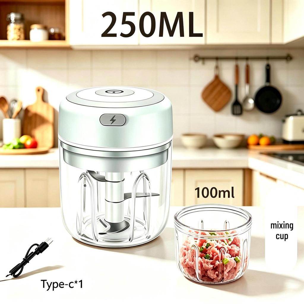 Compact Wireless Electric Garlic Chopper - Multi-functional & Automatic Cooking Masher
