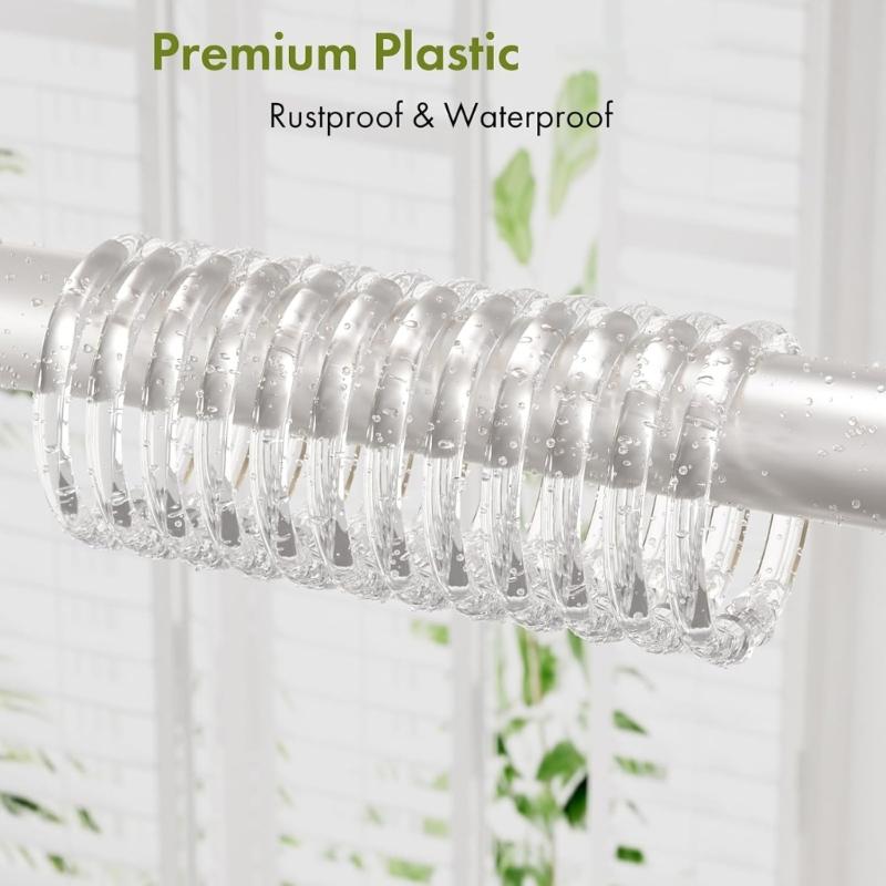 24 Piece Portable Bathroom Hooks For Shower Curtains Secure Snap Closure Easy Adjustments Multipurpose Use