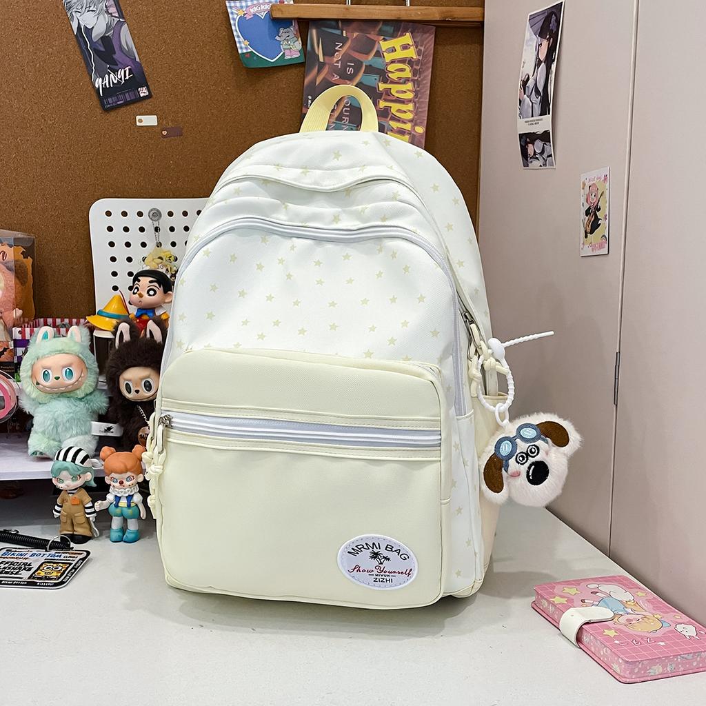Cartable assortiment de couleurs fraîches sac à dos fille sac à dos mignon imprimé étoiles ins sac à dos pour collégien étudiant universitaire sac à dos de classe