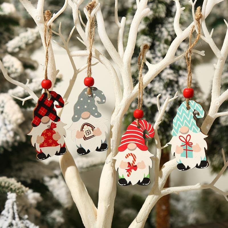 12pcs Christmas Gnome Wooden Pendant Christmas Decorations For Home 2025 Cristmas Ornament Xmas Gift Navidad Happy New Year 2025