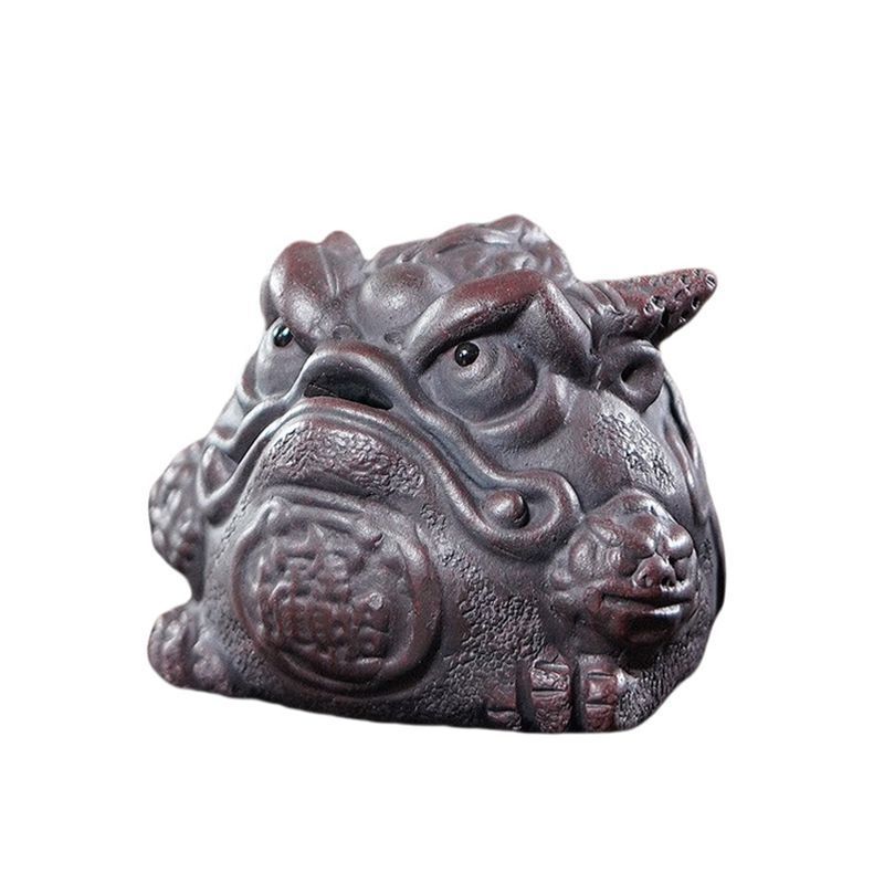 

Yixing Purple Clay Golden Toad Incense Holder Tea Pet Vintage Fish Tank Landscaping Tea Figurine Play Toys Tea Statue Ornaments