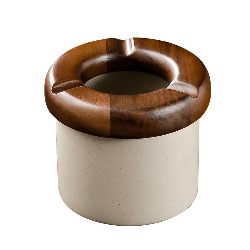 BRWindproof Ceramics Ashtray Living Room with Lid Anti Fly Ash Ceramic Cigar Ashtray Decoration Chinese Home Decoration Art GiftEY